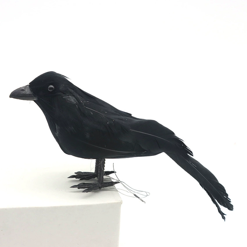 Halloween Black Feather Crow forced Halloween Decoration Feather Birds 3PCS Garden Interior shooting props