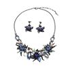 Blue three dimensional necklace and earrings, set, accessories, suitable for import, new collection, European style, flowered