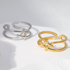 歐美風不鏽鋼戒指女開口不掉色小眾指環日韓簡約時尚鈦鋼戒指批發