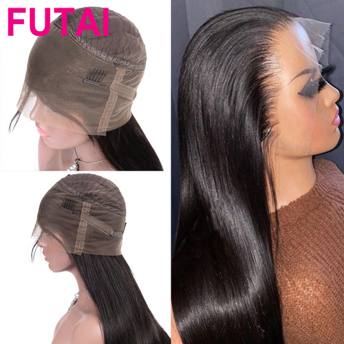 Cross-border Natural Color 360 Lace Frontal Wig with Straight Human Hair