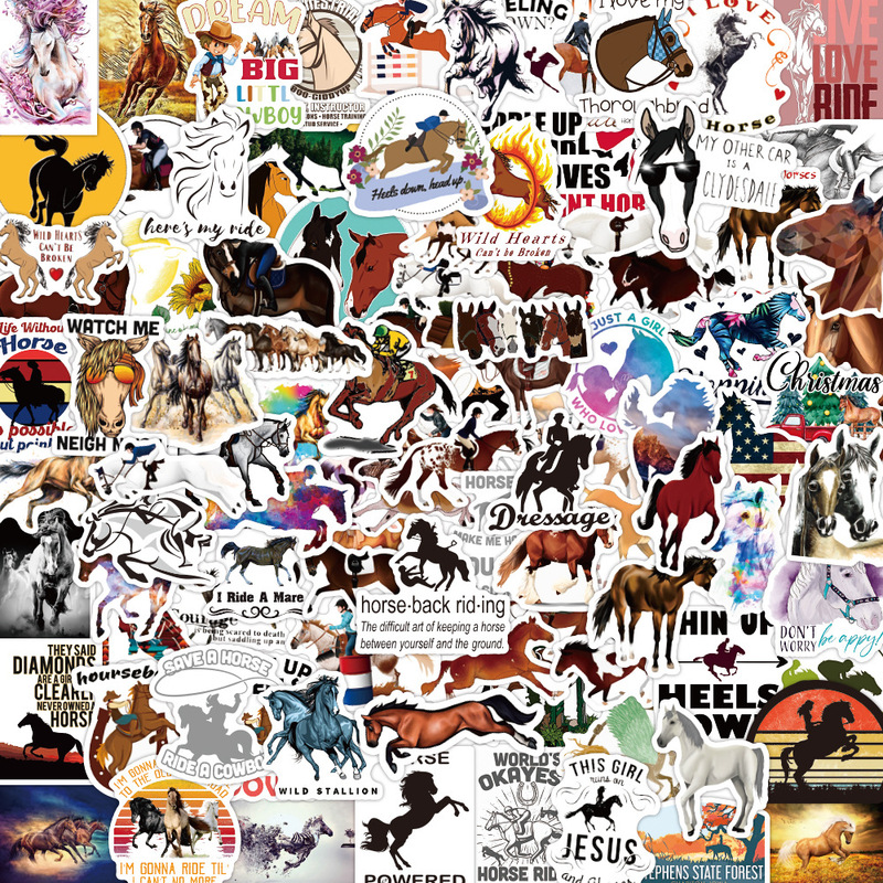 100 pieces equestrian performance stickers personalized horse notebook luggage waterproof decorative graffiti stickers wholesale 100 pieces equestrian performance stickers personalized horse notebook luggage waterproof decorative graffiti stickers wholesale