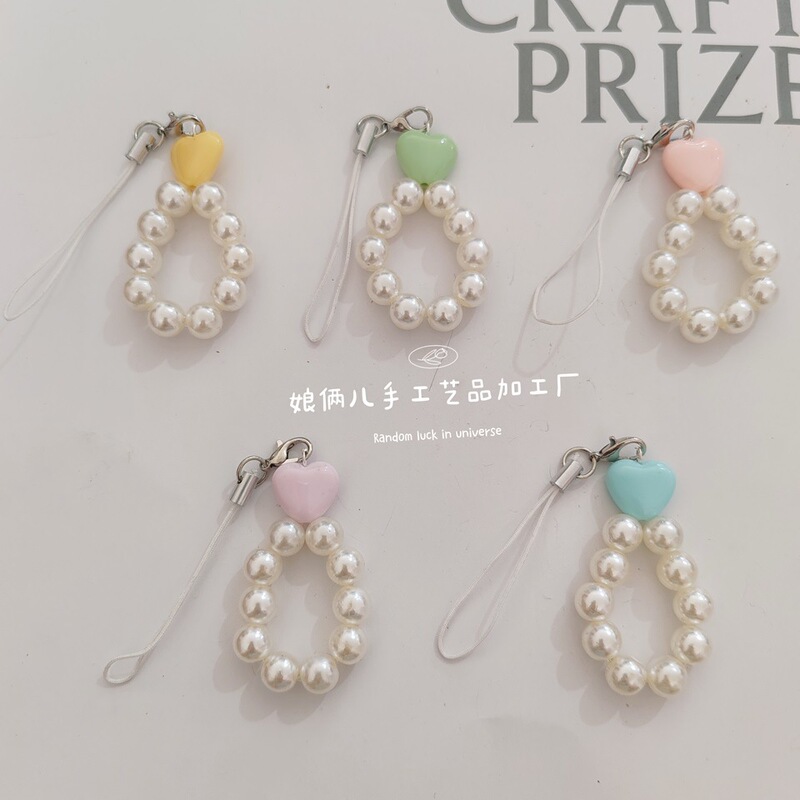 Beaded mobile phone rope camera bag chain South Korea blogger nodo with super cute pearl handmade small online red Beaded mobile phone rope camera bag chain South Korea blogger nodo with super cute pearl handmade small online red