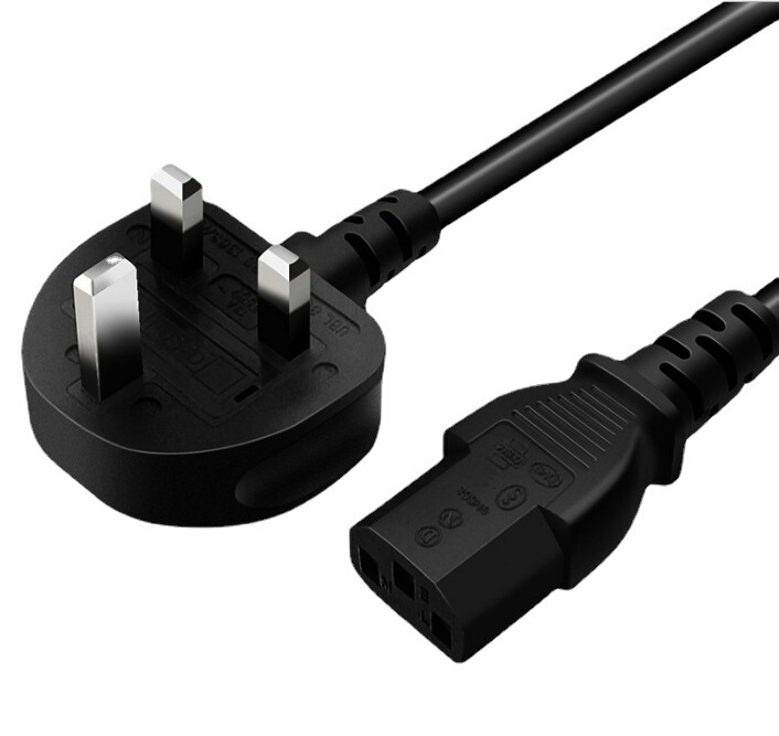 British style British standard three-plug word tail British plug with Fuse plum tail three-core injection molding Assembly PC power cord