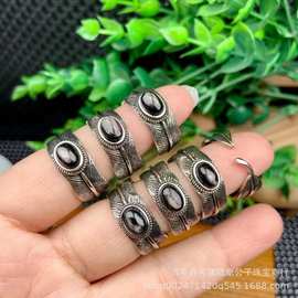 天然金运石戒指复古风格色彩鲜艳猫眼效应强正能量石保平安男女款