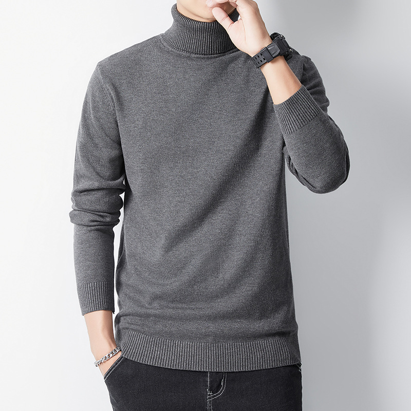 Turtleneck Knitwear Men's Autumn and Winter Warm Inner Layering Shirt Pure Color Knitwear Knitwear Trbottomyy Pullover Knitwear