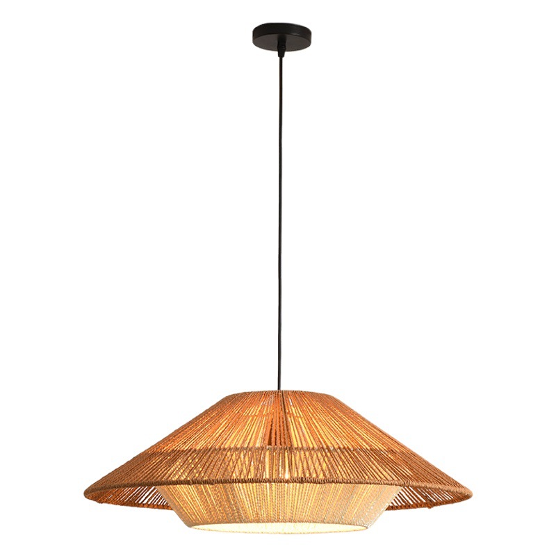 Estilo japonés estilo silencioso lámpara tejida cáñamo cuerda creativa pantalla comedor sala de estar B & B Inn té Sala simple ratán lámpara