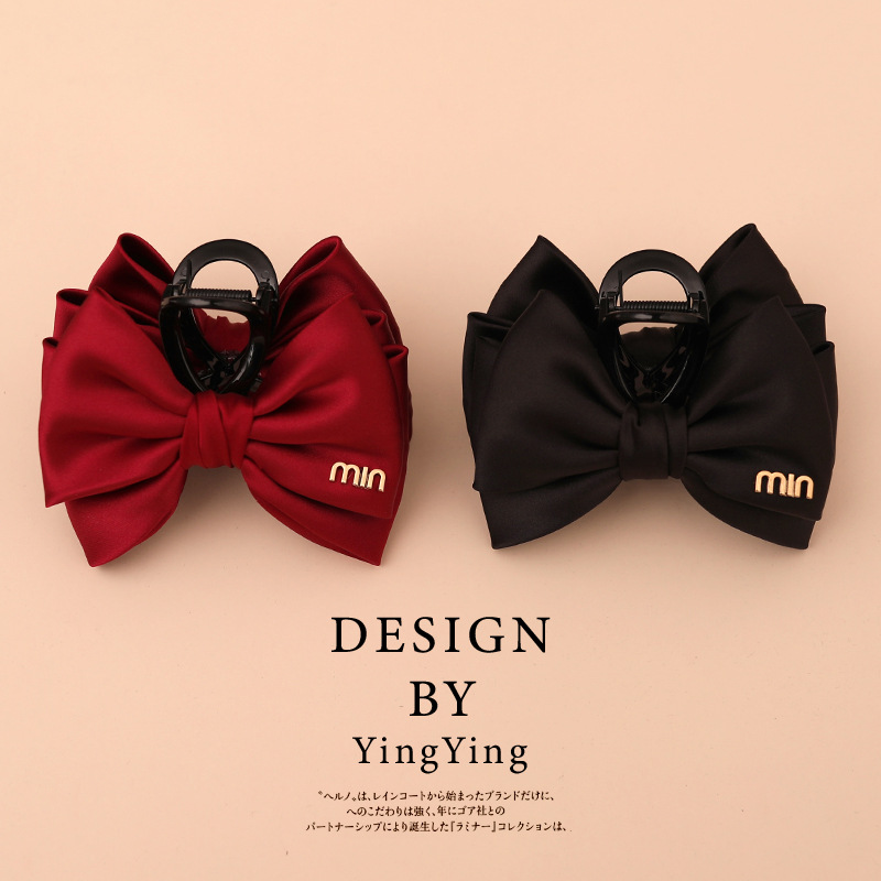 義烏工廠蝴蝶結髮夾抓夾高級感大號發量多頭飾髮飾鯊魚夾批發