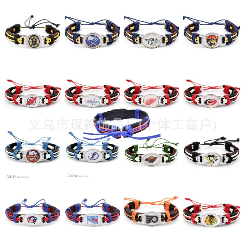 Nhl Team Leather Wax Rope Bracelet from the United States for Fans from the Northeast/Southeast/Midwest/West Coast Nhl Team Leather Wax Rope Bracelet from the United States for Fans from the Northeast/Southeast/Midwest/West Coast