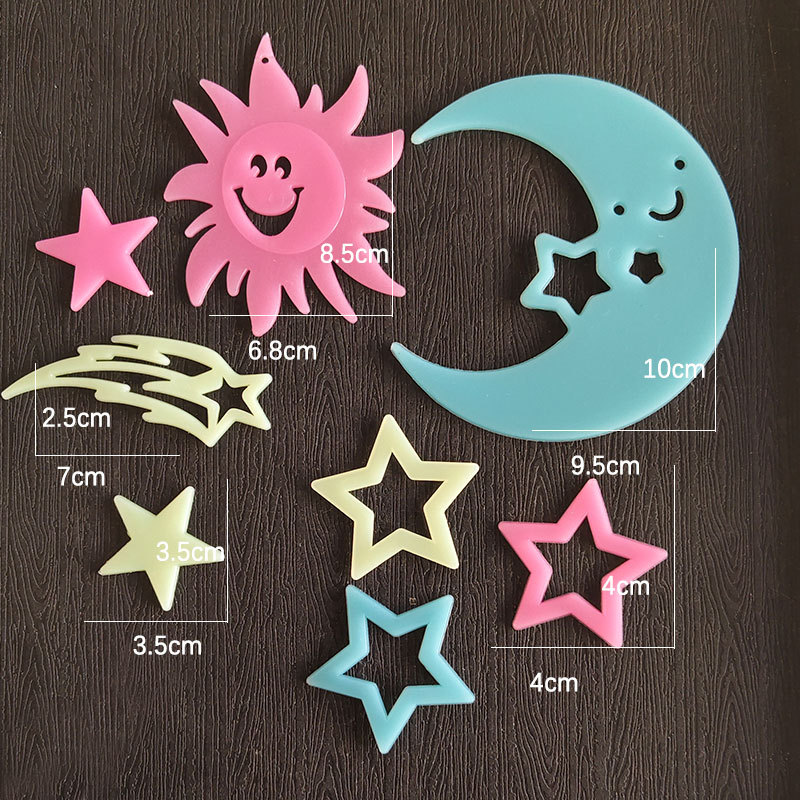 Estrellas de color luna pegatinas de luz nocturna meteoros luminosos pared decoración de ventana fluorescente transfronteriza pegatinas de refrigerador estrella cosmos image 40