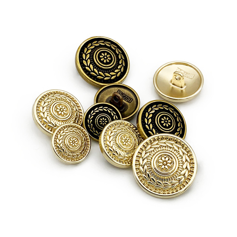 French retro style floral thick edge coat shirt sweater accessories suit coat light gold metal hand sewing button