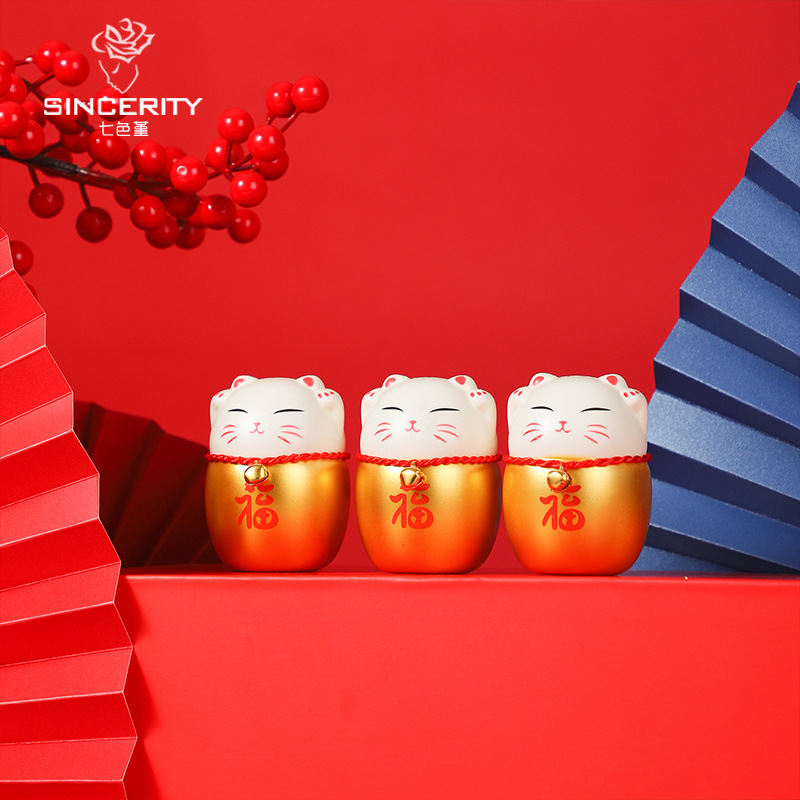 Siete colores cordier rojo para atraer la fortuna gato decoración festiva barril rojo colgante hibisco accesorios de flores de Año Nuevo decoración floral