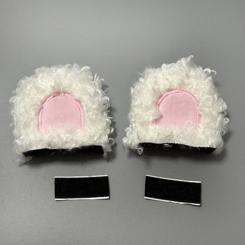 Motuoche Ski Helmet Decoration Curly Bear Ears Motorcycle Helmet Accessories (Auto Parts and Accessories) - curly-bear-beige-white-1-pair