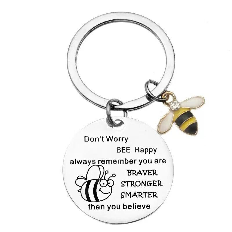European and American Amazon Cross-Border Bestseller Beehappy Bee Gardener Tea Stainless Steel Keychain Bag Engraving