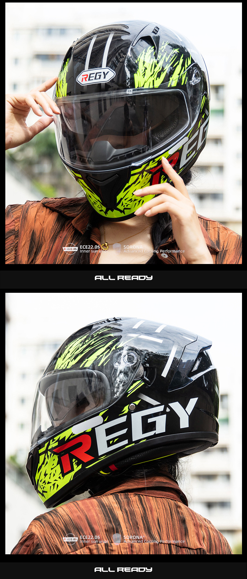 Motorcycle Helmet Full Helmet DOT/3C Certification New National Standard Class A Male and Female Double Lens Electric Vehicle Full Helmet