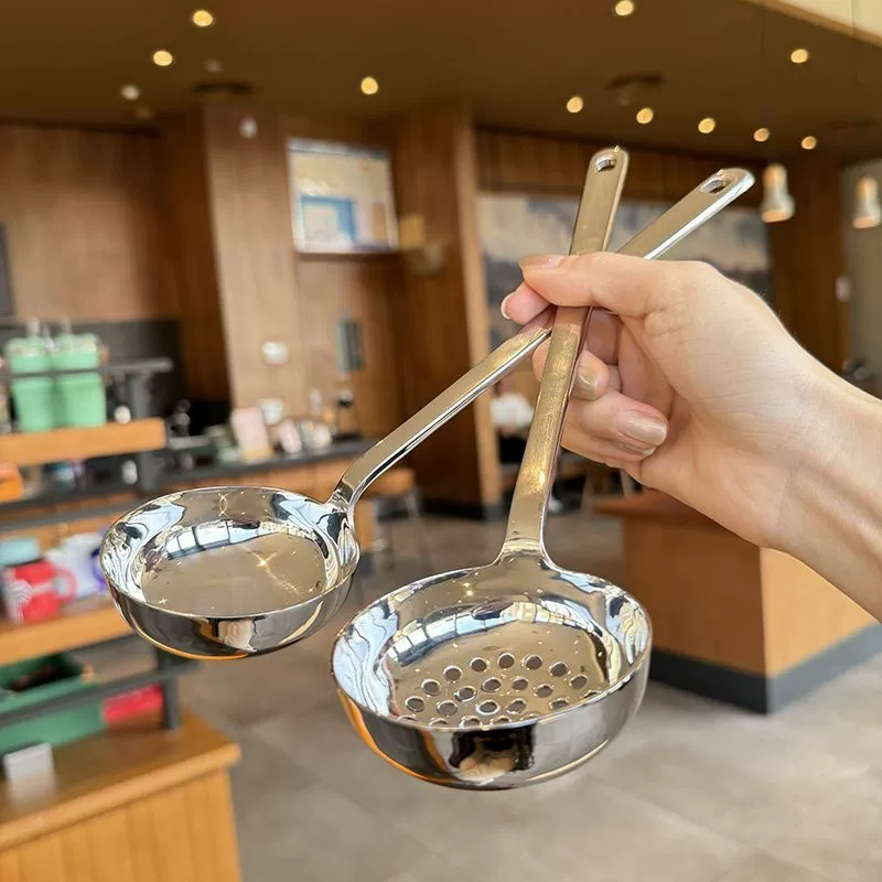 Новая суповая ложка из нержавеющей стали с плоским дном, красивая бытовая ложка для горячего горшка с длинной ручкой, глубокая суповая ложка, дуршлаг интернет-знаменитостей