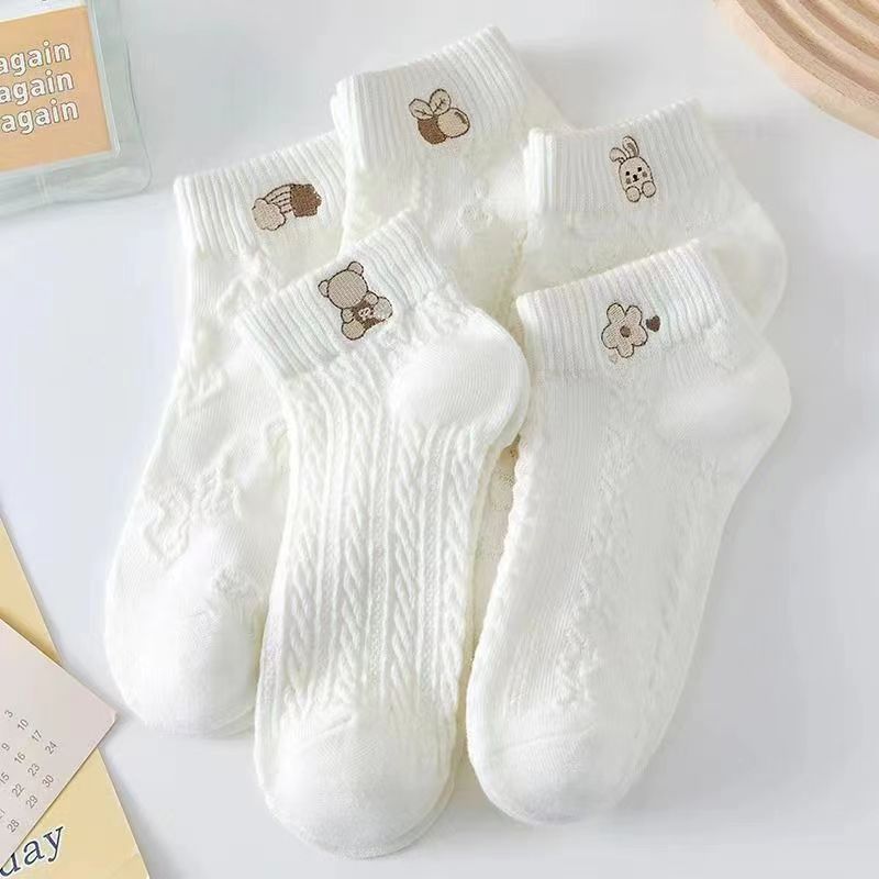 White socks women's jk socks summer thin breathable deodorant socks cute Japanese ins low-end small-flower boat socks