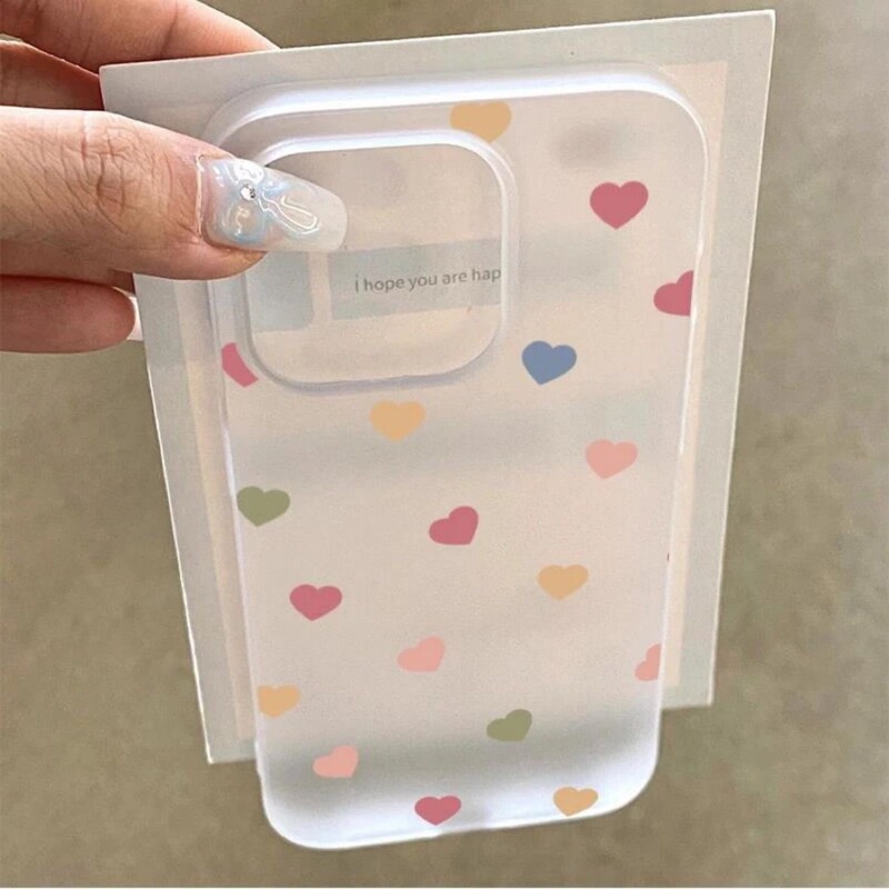 Small love apple 15/14/13promax phone case 12/11 soft xr/xs transparent 7/8plus frosted