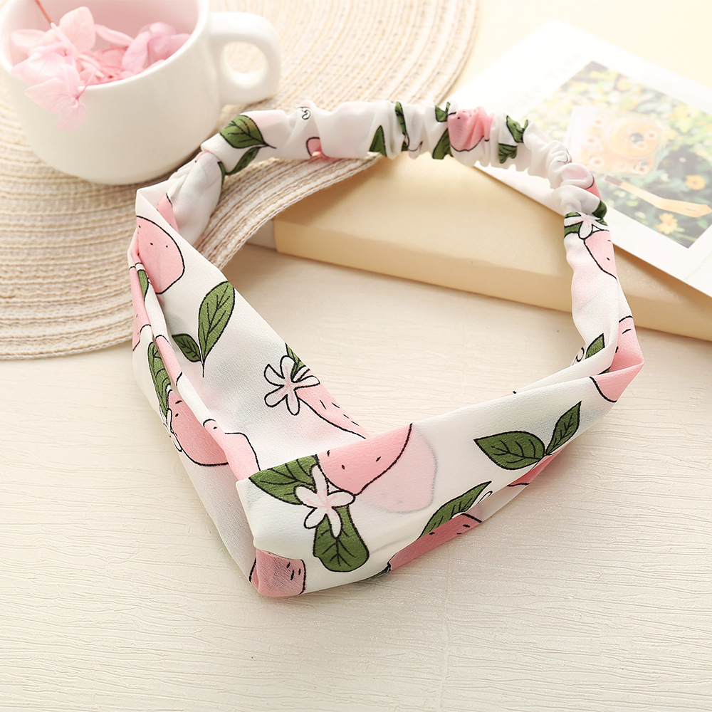 Koreanischer Stil Kreuz Chiffon Print Haarband Großhandel display picture 8