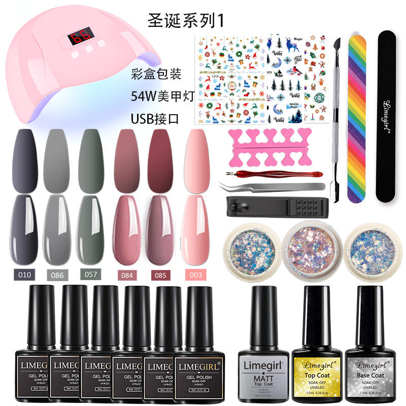 Transfronterizo nuevo traje de manicura Navidad esmalte de uñas pegamento herramientas de manicura traje joyería de uñas lámpara de fototerapia