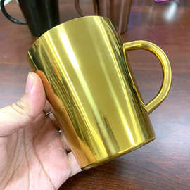 304不锈钢水杯咖啡杯双层隔热防烫家用餐厅办公室茶杯300ml马克杯