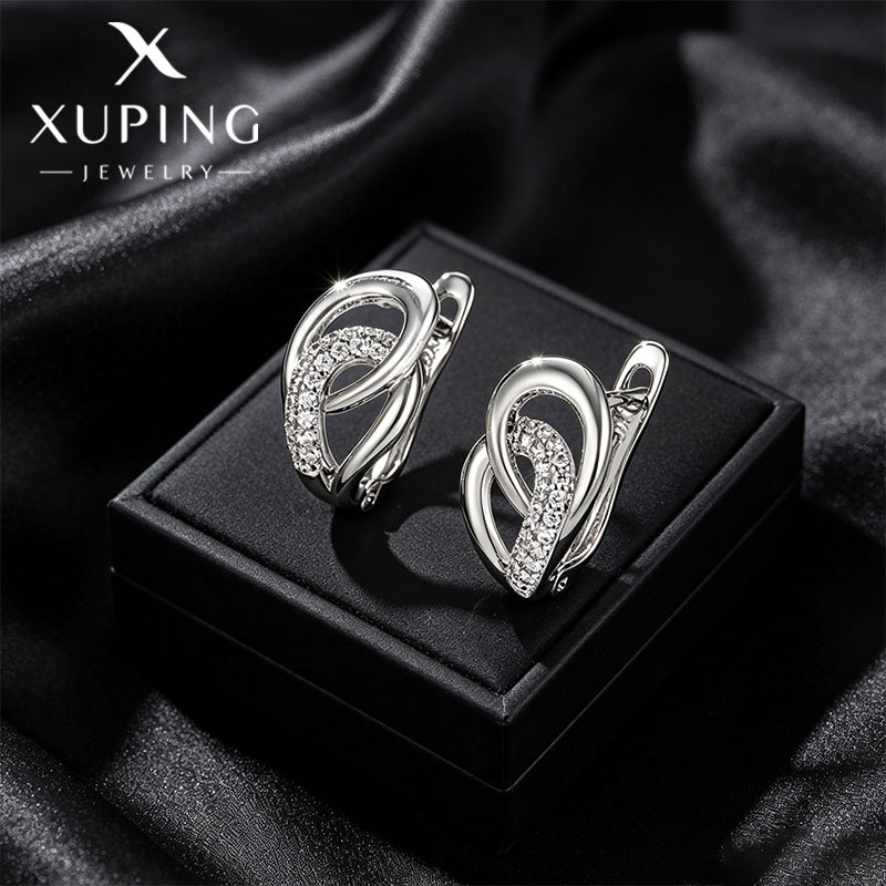 Aretes de Doble Anillo en Forma de Gota de Aleación de Cobre Galvanizado