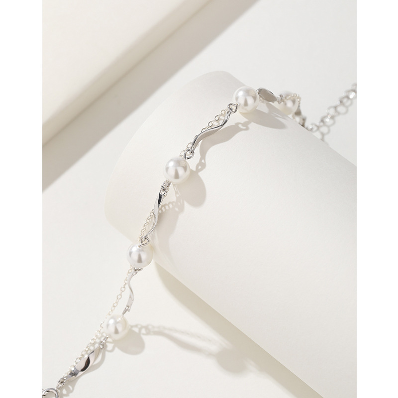 Luz de lujo de alta gama de moda nicho exquisita pulsera de rebordear novias regalo Pulsera de doble capa de plata esterlina s925