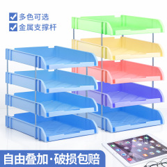 華傑メーカー卸売りモランディ色プラスチック三層書類皿カラー書類トレイ横式多層書類棚