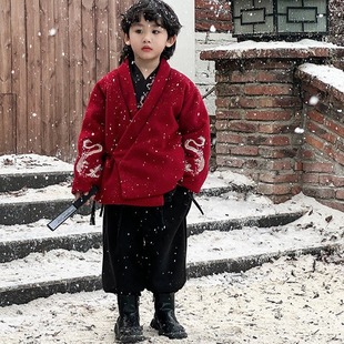Children's clothing coat 2023 Winter new Chinese embroidery down coat thickened warm Tang suit Hanfu National style top