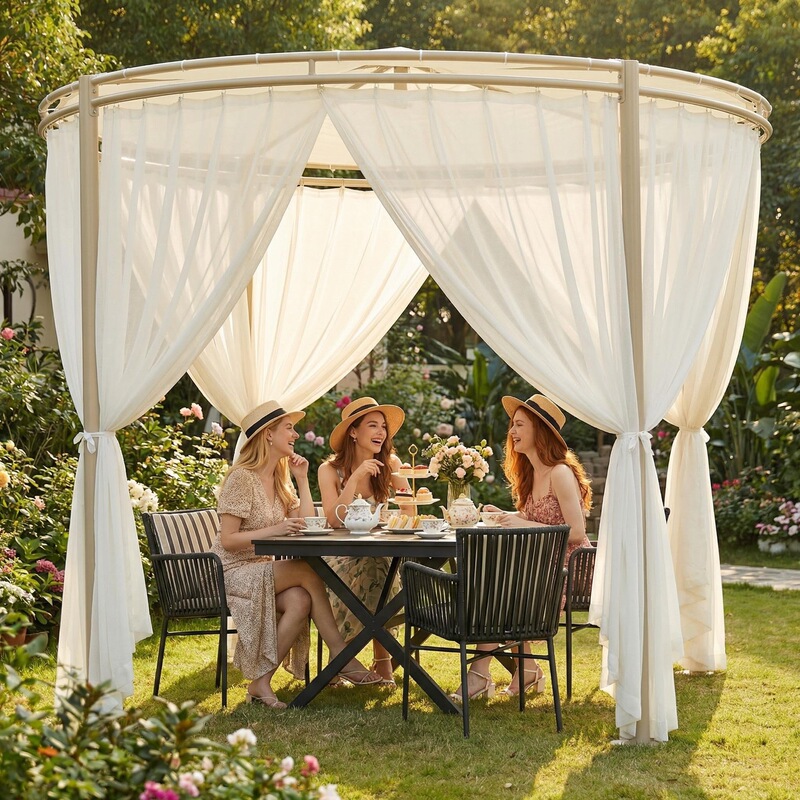 Outdoor Circular Sunshade Canopy Garden Courtyard Sun Protection Landscaping Gazebo Villa Swan Tent Yard Campsite Homestay Tent