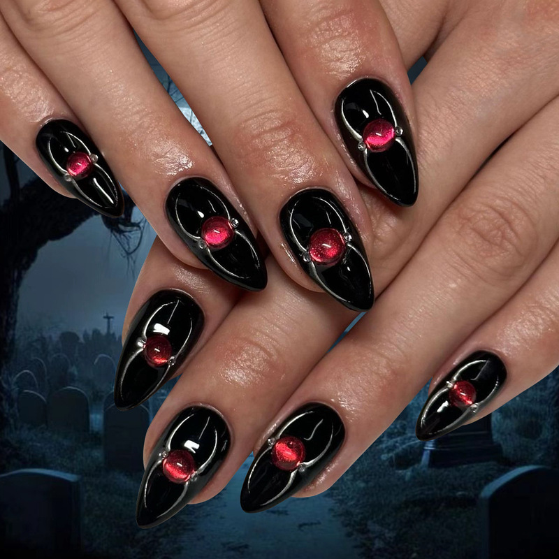 New Halloween Wear Armor Cross-border Trade Spider Flash Nail Art Short Almond Press on Nails New Halloween Wear Armor Cross-border Trade Spider Flash Nail Art Short Almond Press on Nails
