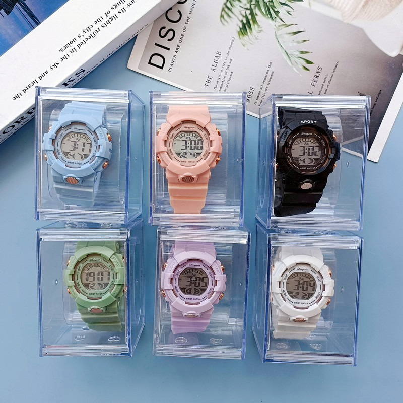 Factory wholesale transparent boxed girls watch ins Wind men and women high school students fashion colorful electronic watch