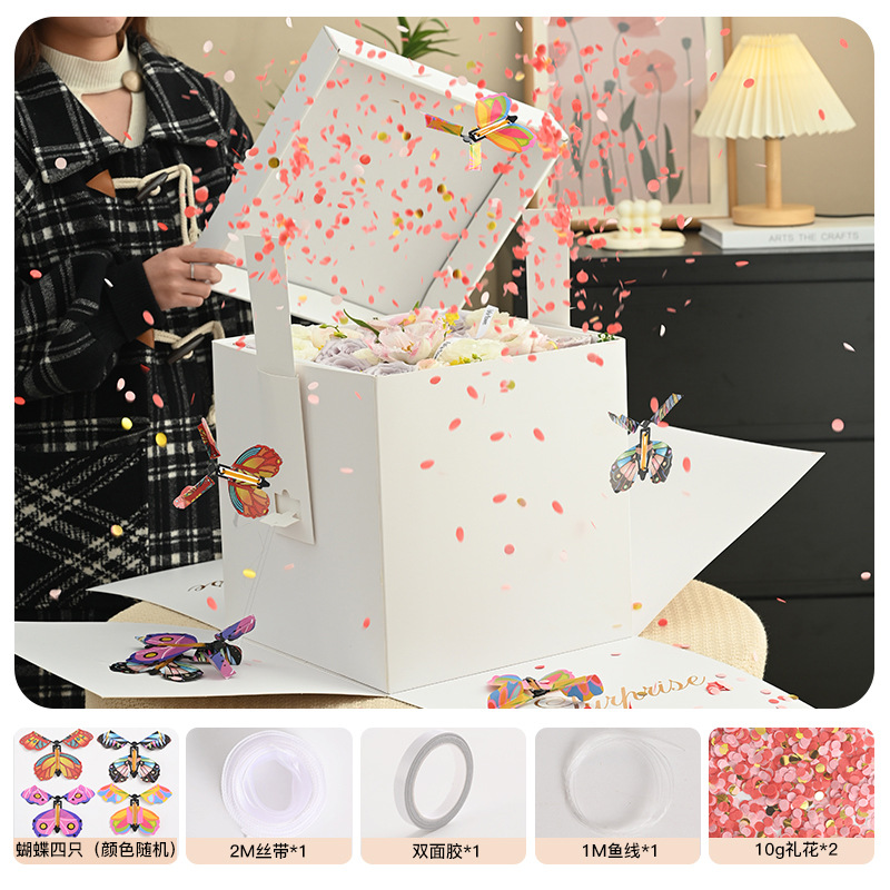 Caja de regalo para floristería, 520, Día de San Valentín, caja de flores creativa plegable con diseño de avión, caja sorpresa para flores.