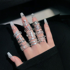 日系新款小眾設計簡約麥穗葉子開口戒指鑲鑽鋯石時尚百搭指環潮