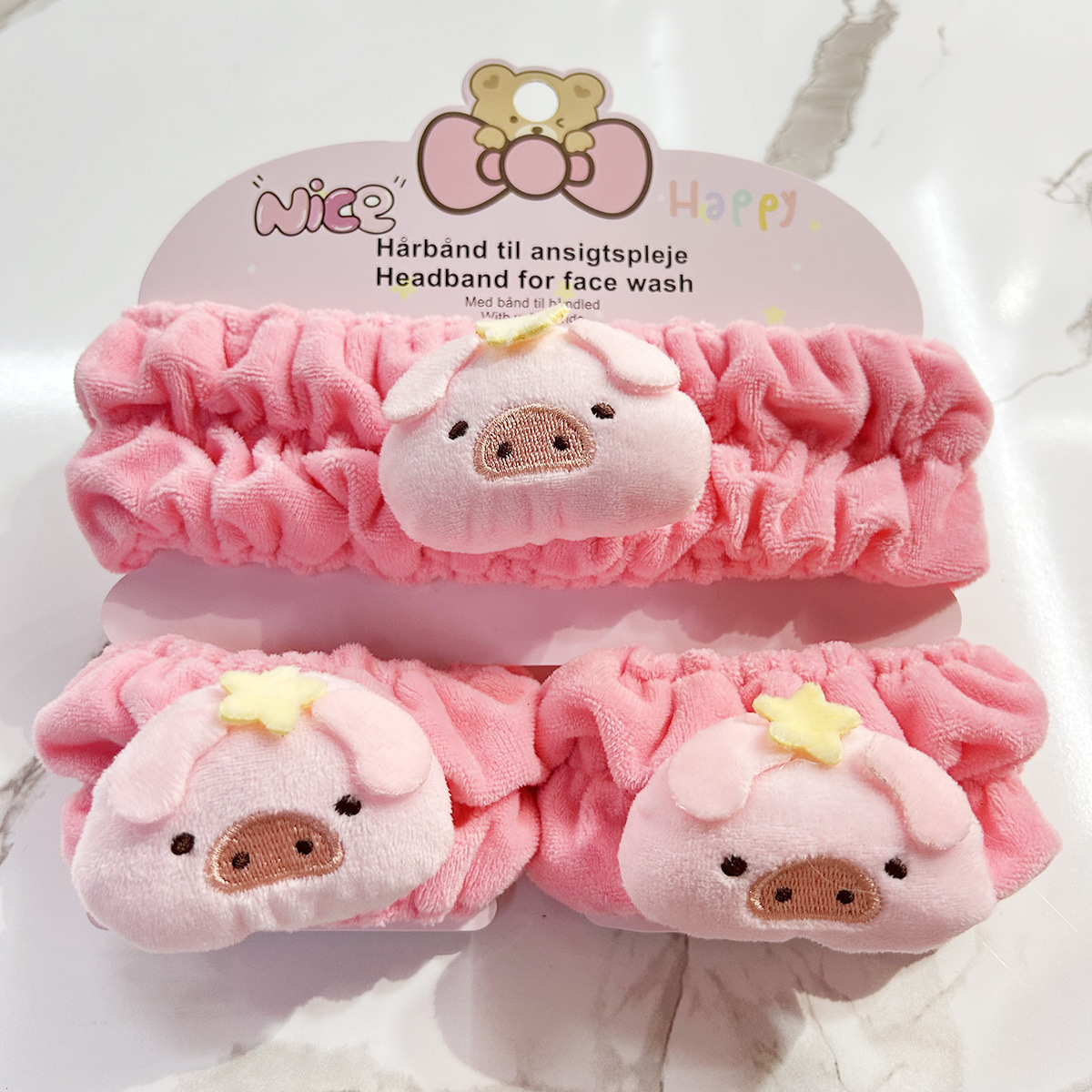 Banda de cabello de moda con tarjeta de papel dulce decoración de animales pequeños de peluche de lavado banda de cabello de dibujos animados correa de muñeca tridimensional