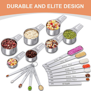 Preferred stainless steel measuring spoon suit household baking measuring cup measuring spoon scale wholesale 21 piece set scale coffee spoon
