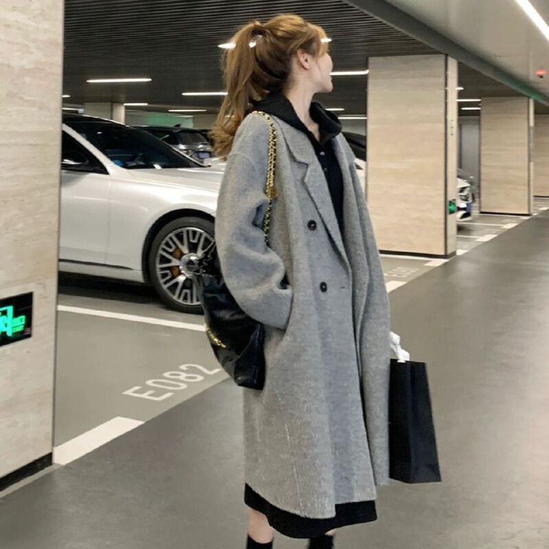 女性用ウールコート 2025 秋冬新作ハイエンド韓国スタイル小柄で超見栄えの良い気質厚いウールコート|undefined