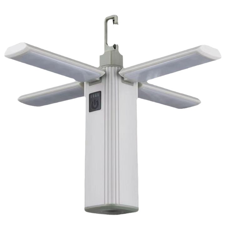 Luz de camping plegable de cuatro hojas al aire libre con función de entrada de energía conveniente lámpara de emergencia de campamento de larga duración