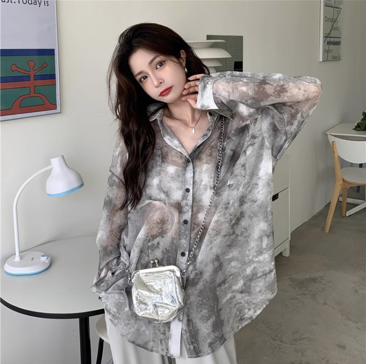 Tie-Dye Hong Kong Style Shirt for Women, Spring/Summer 2026 New Large Size Design, Sun-Protective Loose Long-Sleeve Jacket