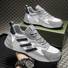 輕奢休閒男鞋冬季新款百搭防滑增高包底鞋皮面老爹鞋運動加絨棉鞋