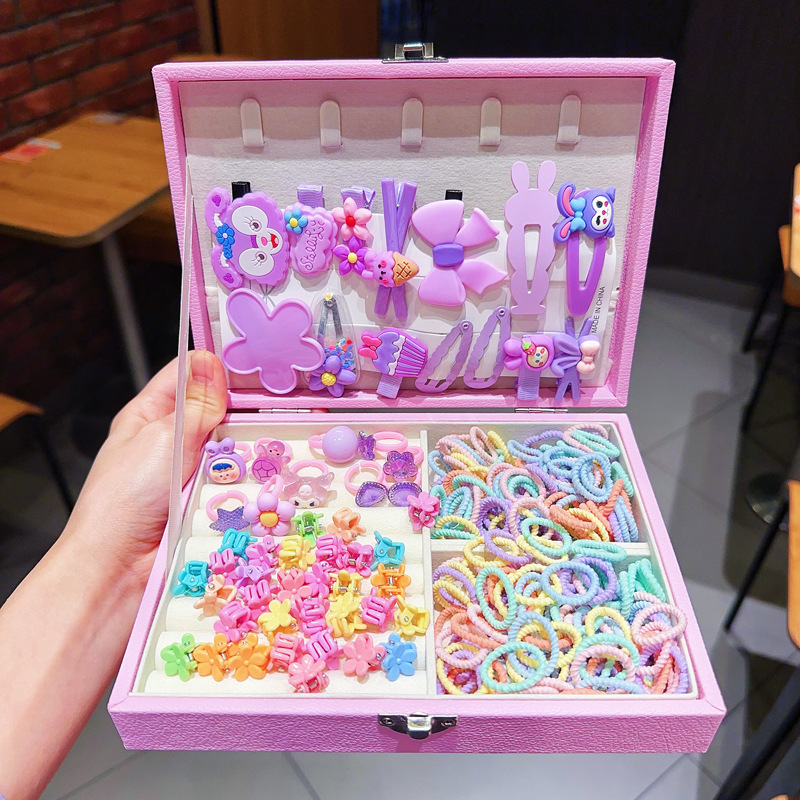 Caja de regalo para niños Jewelry Set linda niña pequeña regalo de cumpleaños princesa cabello cabello cuerda caja de joyería de alta gama