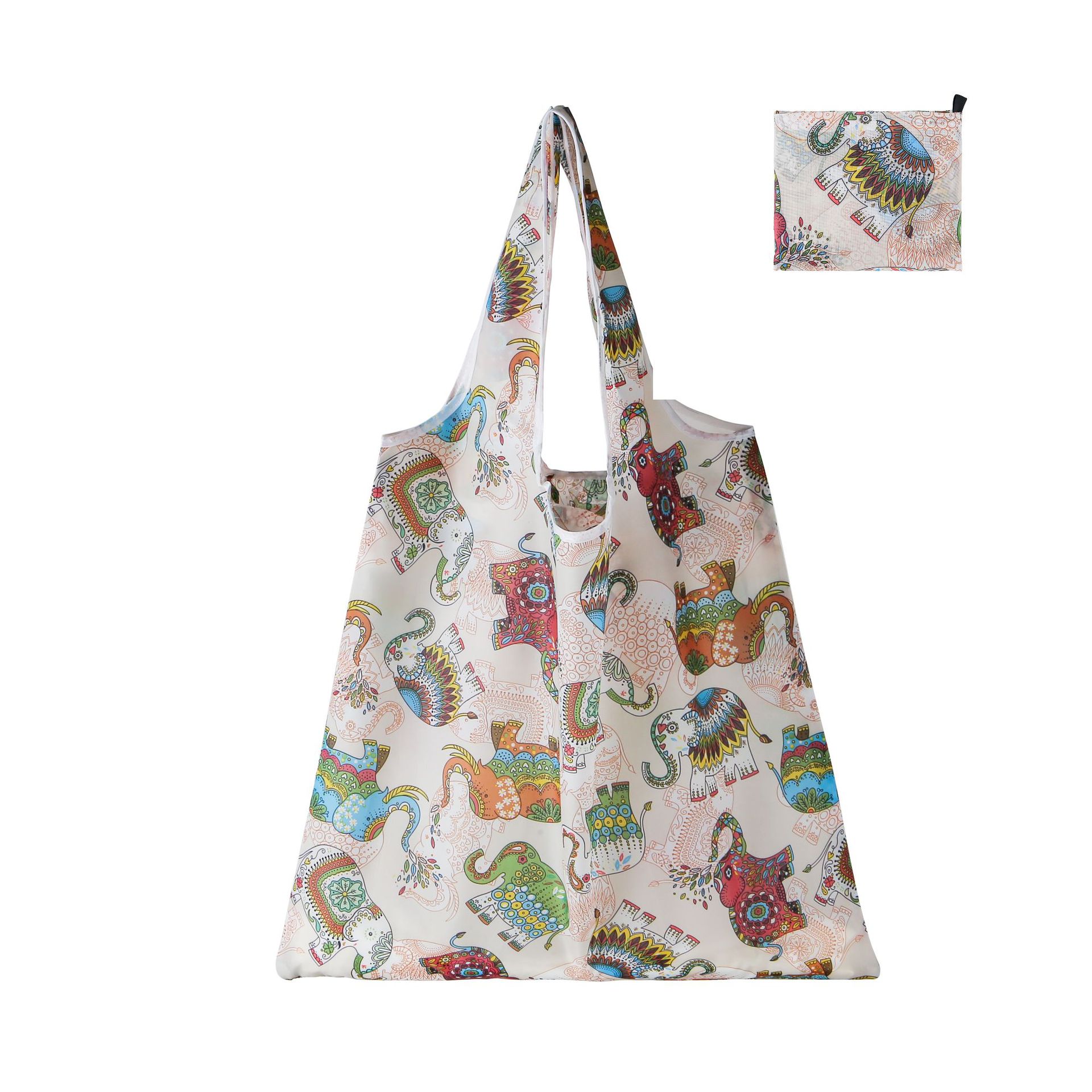 Nueva bolsa de compras plegable de gran capacidad en stock bolsa plegable de Protección Ambiental bolsa de almacenamiento portátil de impresión portátil creativa