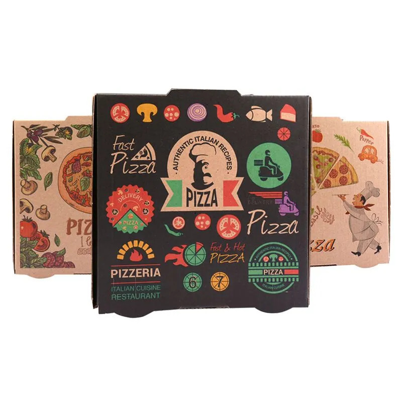 Caja de pizza Caja de embalaje de alimentos Caja de pizza comercial Caja vacía para llevar Caja kraft Caja de avión colorida Caja al por mayor