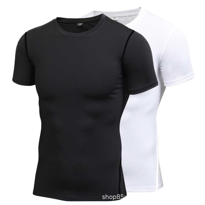 Tights Men's Short-Sleeved Running Sports Training Breathable Tops Thin Basketball Bottoming Compression Clothes Quick-Drying T-Shirt