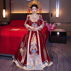 V领秀禾服婚服2025新款重工礼服敬酒服中式嫁衣出阁服龙凤褂
