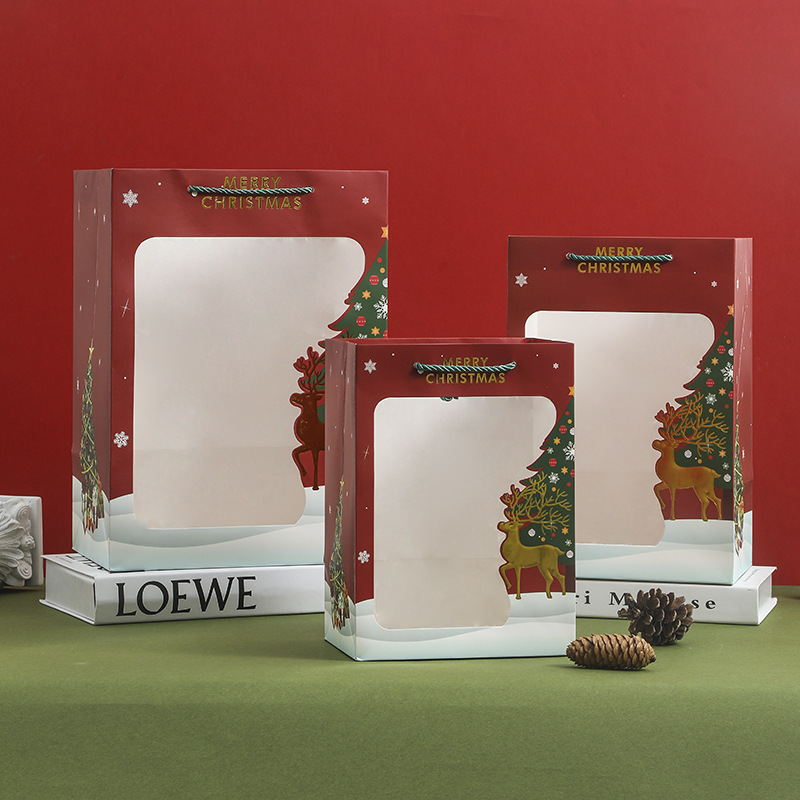 Los fabricantes transfronterizos en stock bolsa de regalo de Navidad bolso Nochebuena Apple embalaje bolsa de regalo bolsa de papel de Navidad