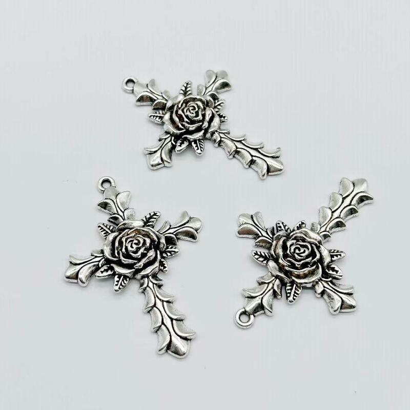 European and American Style Retro Clothing Accessories Cross Rose Pendant DIY Cross-Border Amazon Wholesale Chinese Style