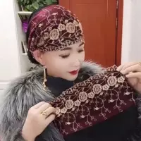 Модная цветочная шляпа для маскировки седых волос, большая цветочная шляпа, четырехсезонная шляпа с вышитой повязкой на голову, тонкий кружевной стиль в домашнем стиле.