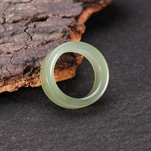 Hetian Jade Seed Material Clear Water Ring Square Edge Unisex Jade Jewelry Imitation Jade Finished Ring Imitation Jade