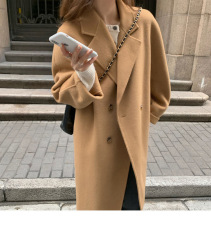 秋冬高级感驼色双面羊绒毛呢大衣女高级感韩版中长款小个子外套