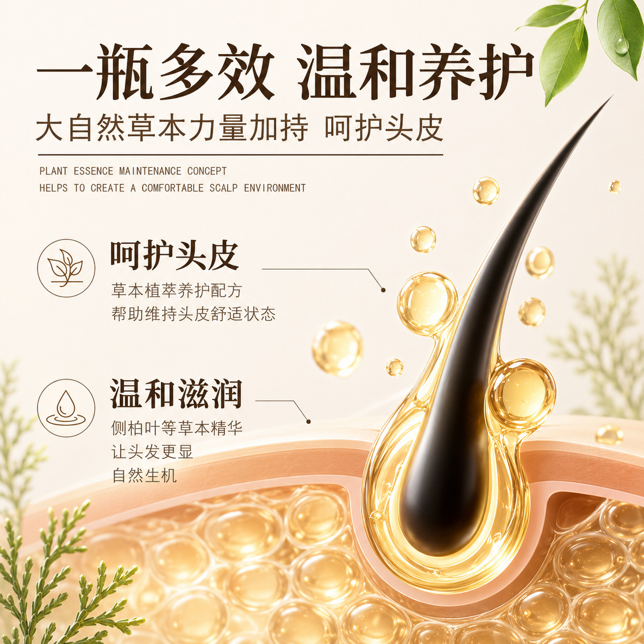 He Shou Wu and Ce Bai Ye Herbal Shampoo Liquid Mild Plant Extract Portable Bottle quality and texture